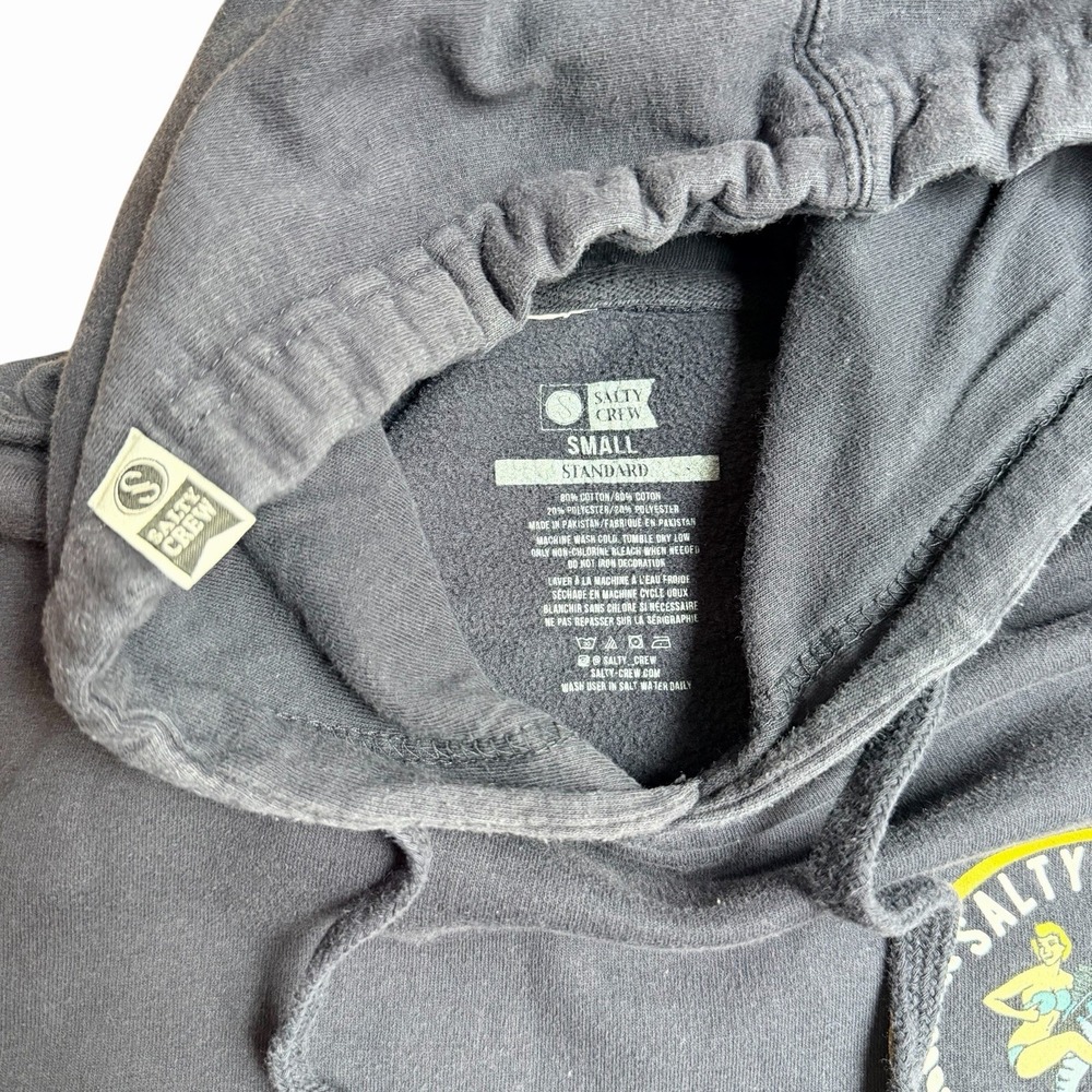 Salty Crew Hoodie Mens Navy Chasing Tail Graphic Surf Fishing Pullover Small - Picture 3 of 8